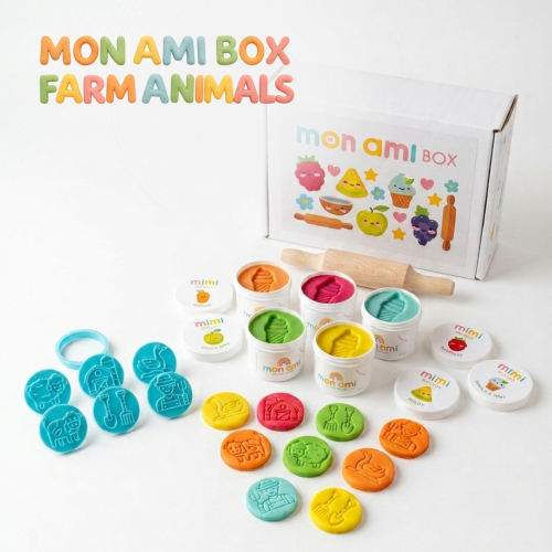 MON AMI BOX набір для ліплення Farm Animals Тварини з ферми (5 баночок)